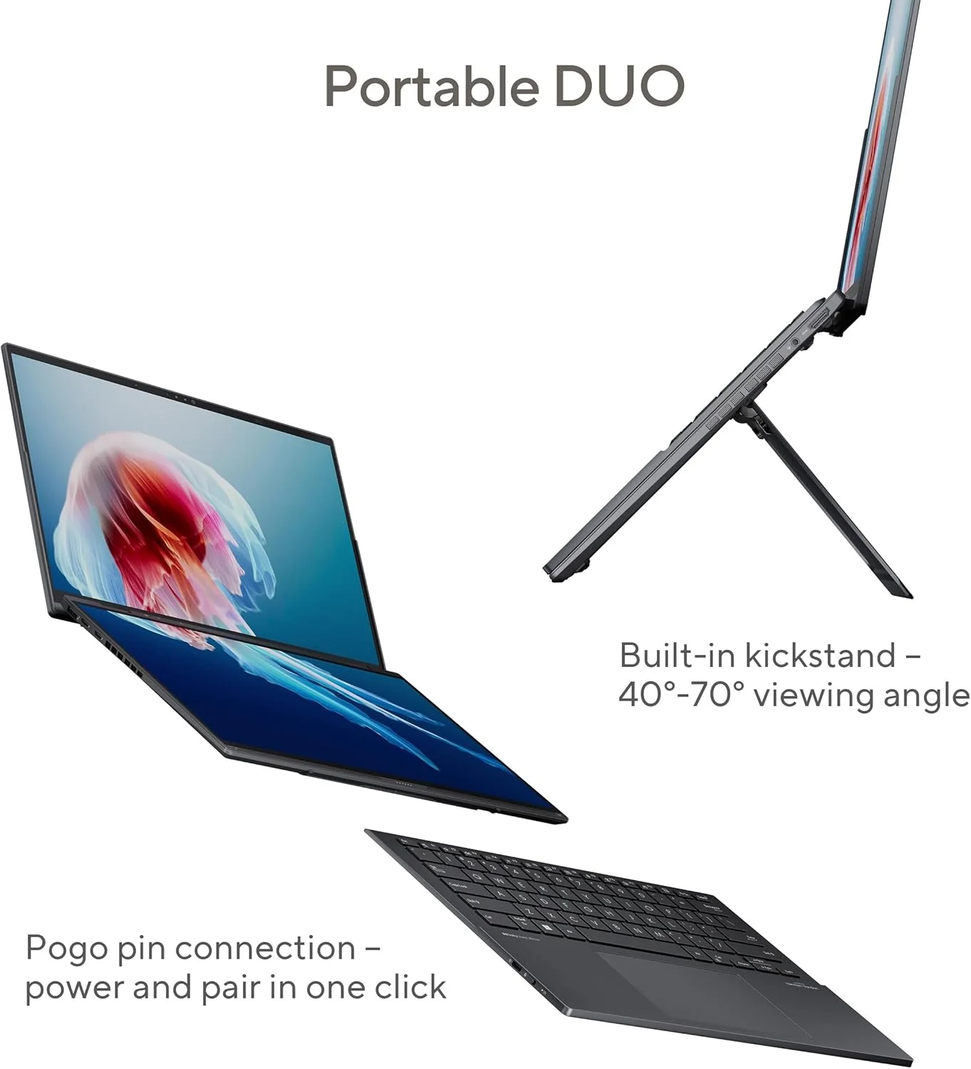 لپ تاپ ASUS Zenbook Duo، دارای دو نمایشگر لمسی 14 اینچی OLED 3K 120 هرتز، دارای گواهینامه Intel Evo، پردازنده Intel Core Ultra 9 185H، گرافیک Intel Arc، رم 32 گیگابایتی، SSD 1 ترابایتی، ویندوز 11، خاکستری جوهری، UX8406MA-PS99T لپ تاپ ASUS Zenbook Duo، دارای دو نمایشگر لمسی 14 اینچی OLED 3K 120 هرتز، دارای گواهینامه Intel Evo، پردازنده Intel Core Ultra 9 185H، گرافیک Intel Arc، رم 32 گیگابایتی، SSD 1 ترابایتی، ویندوز 11، خاکستری جوهری، UX8406MA-PS99T