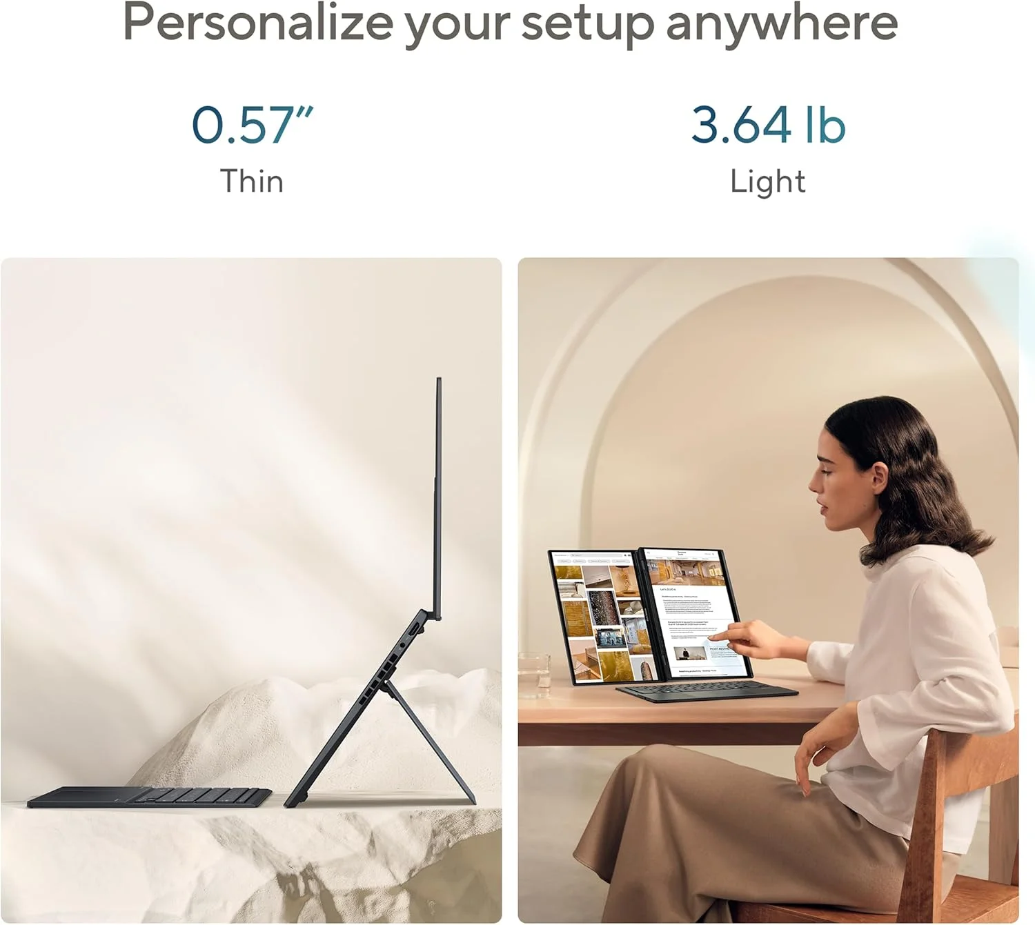 لپ تاپ ASUS Zenbook DUO، دارای دو نمایشگر لمسی 14 اینچی OLED 3K 120 هرتز، Evo، پردازنده Intel Core Ultra 9 285H، گرافیک Intel Arc، رم 32 گیگابایتی، SSD 1 ترابایتی، ویندوز 11، UX8406CA-PS99T لپ تاپ ASUS Zenbook DUO، دارای دو نمایشگر لمسی 14 اینچی OLED 3K 120 هرتز، Evo، پردازنده Intel Core Ultra 9 285H، گرافیک Intel Arc، رم 32 گیگابایتی، SSD 1 ترابایتی، ویندوز 11، UX8406CA-PS99T