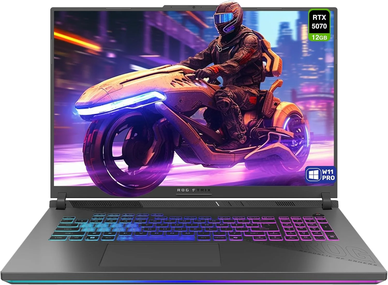 لپ تاپ گیمینگ ایسوس ROG Strix G18، AMD Ryzen 9-9955HX، رم 64 گیگابایتی DDR5، اس اس دی 2 ترابایتی PCIe، نمایشگر 18 اینچی 2.5K (2560x1600) 240 هرتز، Nvidia G-Force RTX 5070، کیبورد RGB 4 ناحیه ای، ویندوز 11 پرو، خاکستری کسوفی