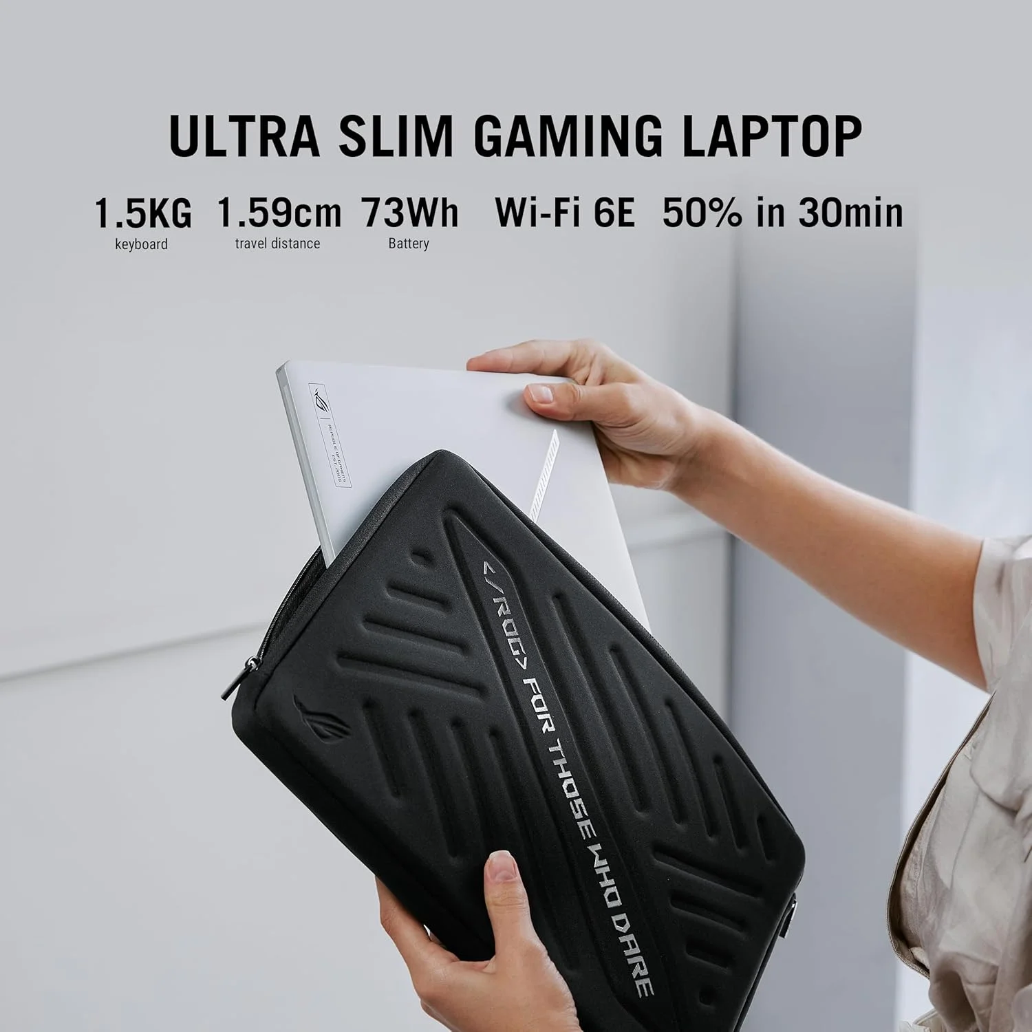 لپ تاپ گیمینگ ایسوس ROG Zephyrus G14 GA403UI-OLED7WPW سفید پلاتینی، پردازنده R7-7 8845HS، رم 16 گیگابایت، حافظه SSD 1 ترابایت PCIe 4.0 M.2، کارت گرافیک RTX 4070 با 8 گیگابایت VRAM، ویندوز 11 پرو، صفحه نمایش 14 اینچ 3K 16:10 129 هرتز، کیبورد با نور پس زمینه RGB انگلیسی-عربی