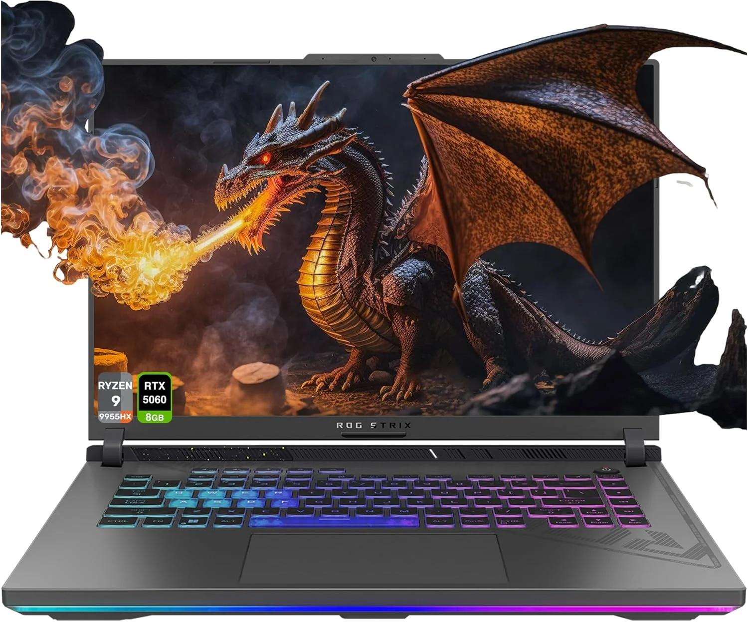 لپ تاپ گیمینگ ایسوس ROG Strix G18، AMD Ryzen 9-8940HX، رم 32 گیگابایتی DDR5، SSD PCIe 1 ترابایتی، صفحه نمایش 18 اینچی 2.5K (2560x1600) 240 هرتز، Nvidia G-Force RTX 5060، صفحه کلید RGB با نور پس زمینه 4 منطقه ای، W11 Home، خاکستری کسوفی
