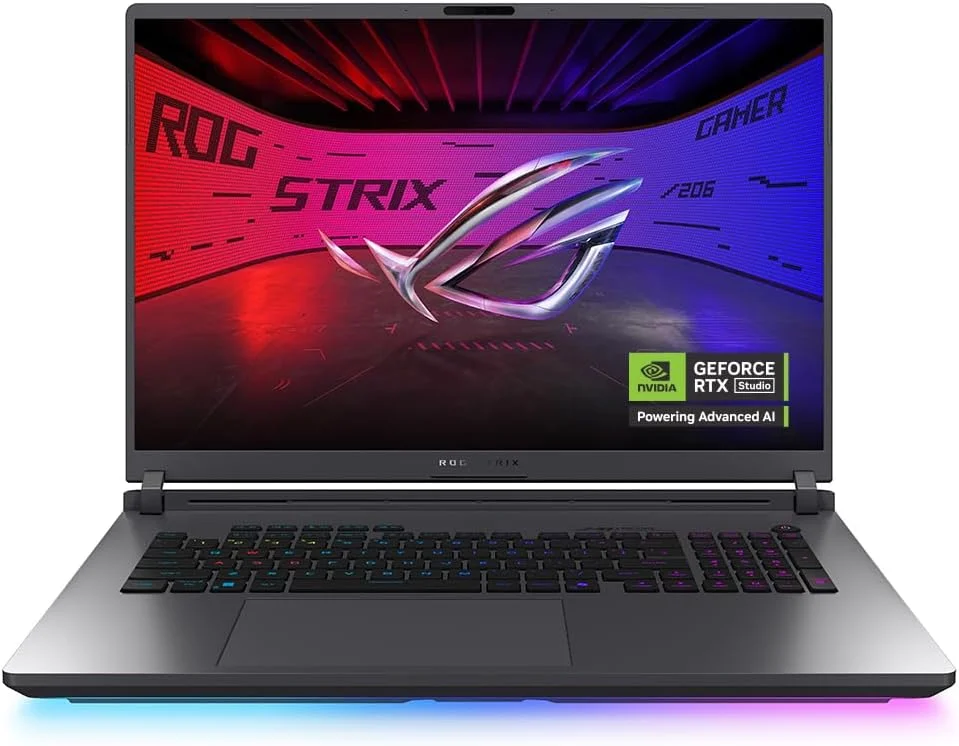 لپ تاپ گیمینگ ایسوس ROG Strix G18 G815LW-S9033W، پردازنده Intel CORE ULTRA 9 275HX/32GB رم/1TB SSD PCIE G4/کارت گرافیک NVIDIA RTX5080/16GB GDDR7/ویندوز 11 هوم/صفحه نمایش 18 اینچ/کیبورد انگلیسی-عربی/رنگ خاکستری