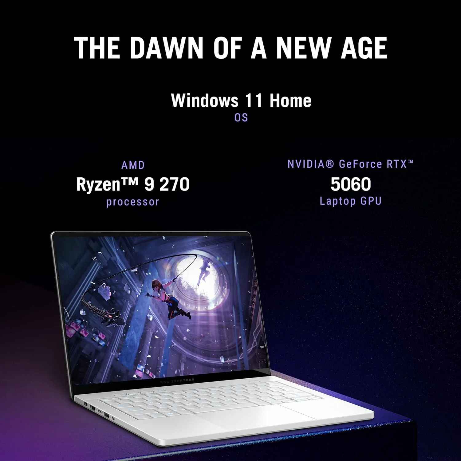 لپ تاپ ایسوس ROG Zephyrus G14 با صفحه نمایش 14 اینچی 3K OLED / پردازنده Ryzen 9 270 / رم 16 گیگابایتی / SSD 1 ترابایتی / گرافیک 8 گیگابایتی GeForce RTX 5060 / ویندوز 11 هوم / صفحه کلید انگلیسی / پلاتینیوم سفید لپ تاپ ایسوس ROG Zephyrus G14 با صفحه نمایش 14 اینچی 3K OLED / پردازنده Ryzen 9 270 / رم 16 گیگابایتی / SSD 1 ترابایتی / گرافیک 8 گیگابایتی GeForce RTX 5060 / ویندوز 11 هوم / صفحه کلید انگلیسی / پلاتینیوم سفید