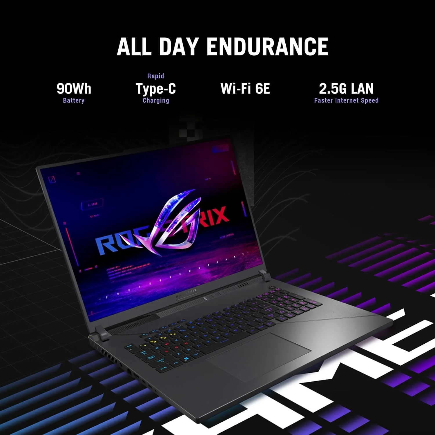 لپ تاپ گیمینگ ROG Strix G16 G614JVR-I9161G نسل 14 اینتل Core i9-14900HX/ رم 16 گیگابایت/ SSD 1 ترابایت/ NVIDIA GeForce RTX 4060 8GB/ صفحه نمایش 16 اینچ FHD+ 165Hz/ ویندوز 11 Home/ نورپردازی 4-Zone RGB - خاکستری تیره - 2 سال گارانتی بین المللی