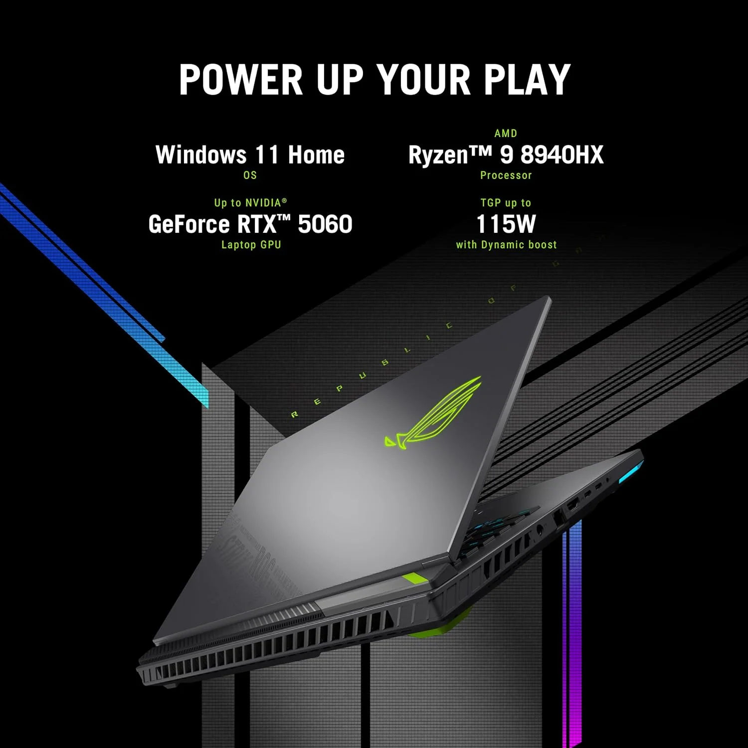 لپ تاپ گیمینگ ایسوس ROG Strix G16 (2025) G614 | NVIDIA RTX 5060 8GB | AMD Ryzen 9 8940HX | رم 16 گیگابایت | SSD 1 ترابایت | نمایشگر 16 اینچ 240 هرتز (2560 x 1600) | ویندوز 11 هوم [G614PM-G161W]