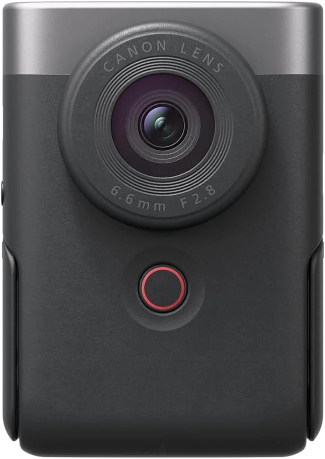 کیت پیشرفته دوربین فیلمبرداری ولاگینگ Canon PowerShot V10 | CMOS نوع 1.0 اینچی | ویدیوی 4K UHD | لنز واید انگل | پایه داخلی | صفحه لمسی شیب دار | میکروفون های استریو | Wi-Fi و بلوتوث | نقره ای