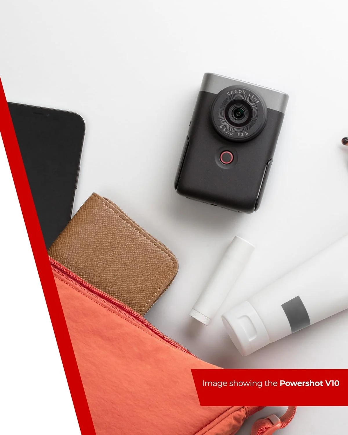 کیت استارتر دوربین فیلمبرداری کانن PowerShot V10 نقره ای (لنز واید، دوربین 4K، صفحه نمایش لمسی تاشو، میکروفون استریو، سه پایه، استریمینگ، تولید محتوا)