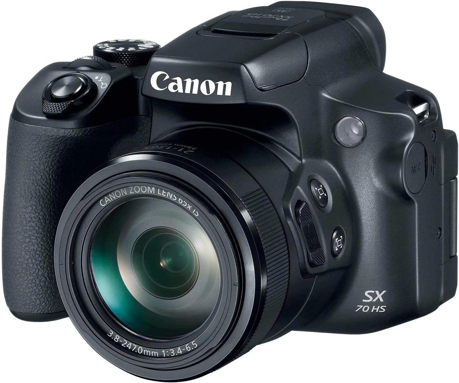 دوربین دیجیتال کانن Powershot SX70 با حسگر 20.3 مگاپیکسل، لنز زوم اپتیکال 65 برابر، فیلمبرداری 4K و صفحه نمایش LCD 3 اینچی چرخان (مشکی)