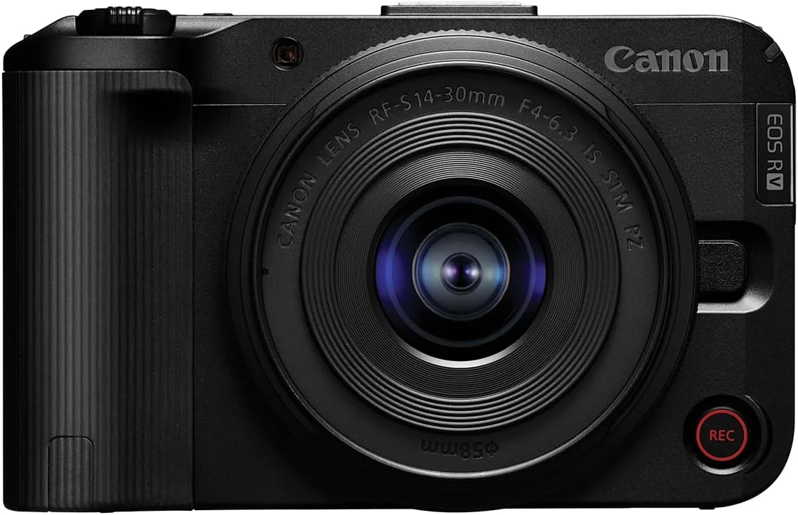 دوربین هیبریدی بدون آینه Canon EOS R50 V با لنز RF-S14-30mm F4-6.3 IS STM PTZ، لنز زوم زاویه فوق عریض، فیلمبرداری عمودی، ولاگ، پخش زنده، تولید محتوا