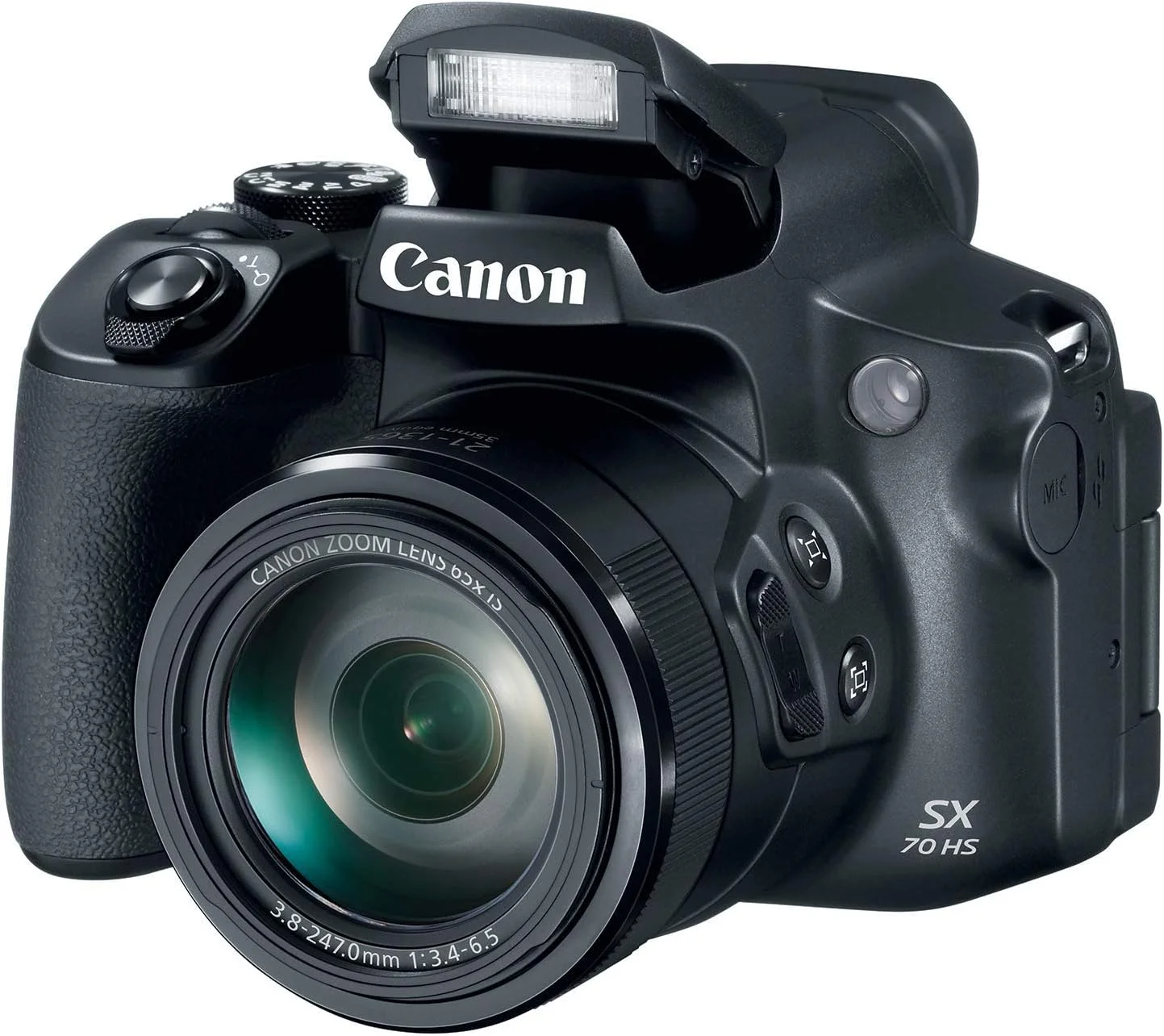 دوربین دیجیتال کانن Powershot SX70 با حسگر 20.3 مگاپیکسل، لنز زوم اپتیکال 65 برابر، فیلمبرداری 4K و صفحه نمایش LCD 3 اینچی چرخان (مشکی)