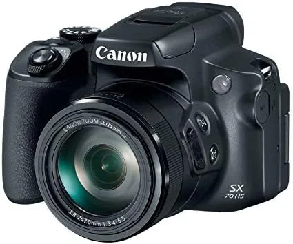 دوربین دیجیتال کانن Powershot SX70 با حسگر 20.3 مگاپیکسل، لنز زوم اپتیکال 65 برابر، فیلمبرداری 4K و صفحه نمایش LCD 3 اینچی چرخان (مشکی)