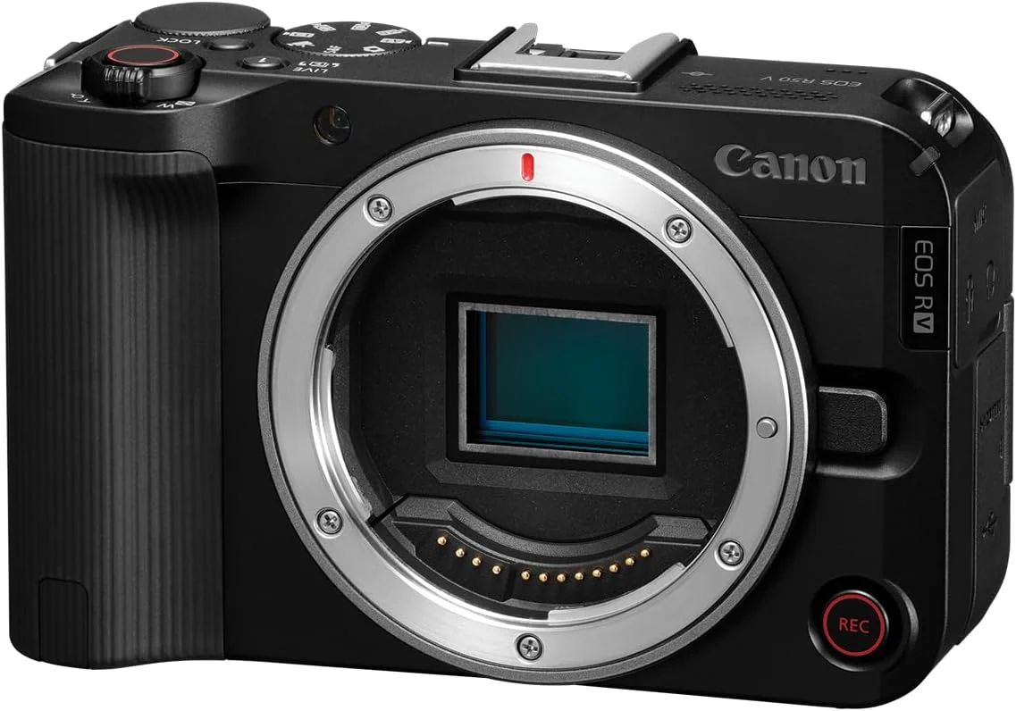 دوربین هیبریدی بدون آینه Canon EOS R50 V با لنز RF-S14-30mm F4-6.3 IS STM PTZ، لنز زوم زاویه فوق عریض، فیلمبرداری عمودی، ولاگ، پخش زنده، تولید محتوا