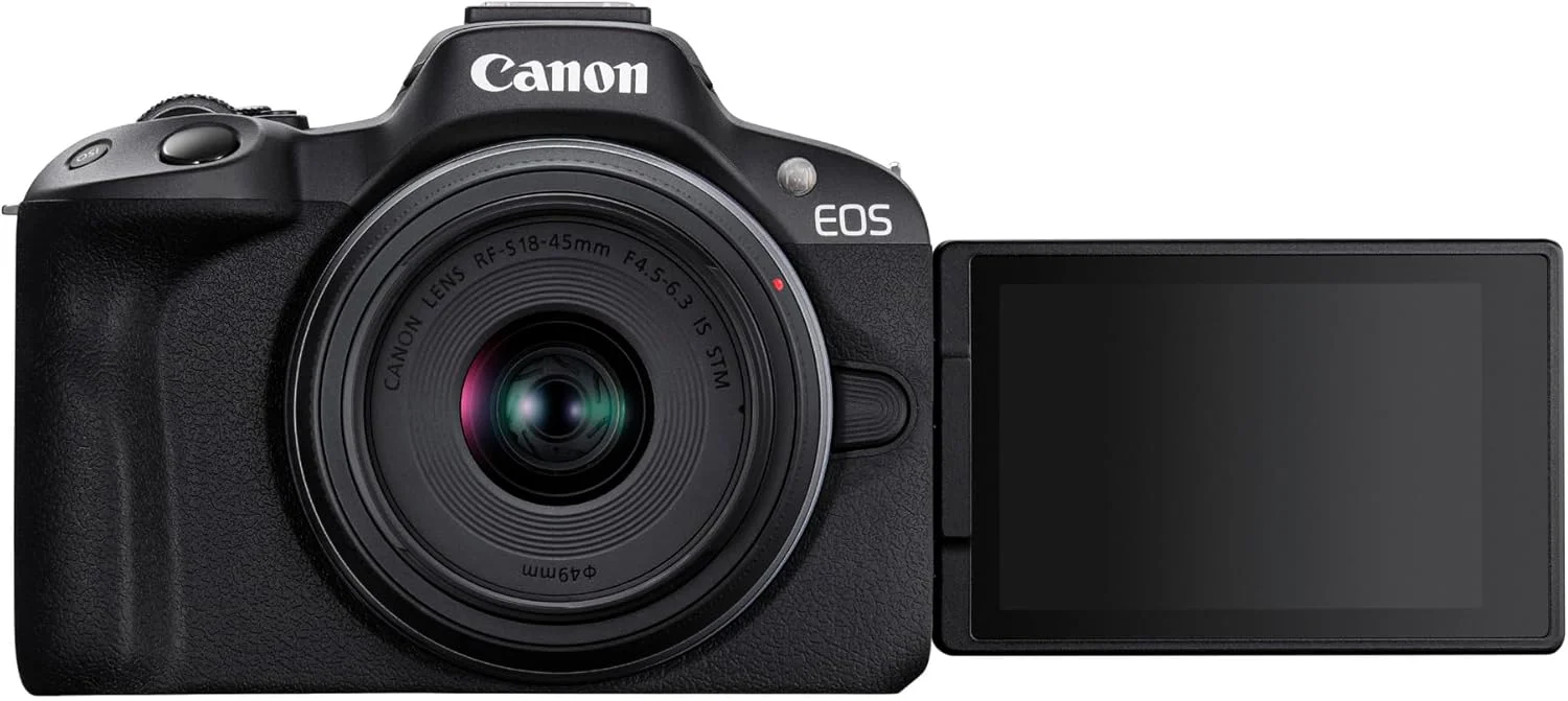 دوربین بدون آینه کانن EOS R50، مشکی + لنز RF-S 18-45mm F4.5-6.3 IS STM (مدل ارتقا یافته M50 Mark II)