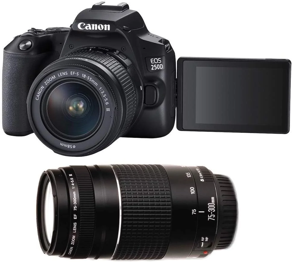 دوربین Canon EOS 250D به همراه لنز 18-55 میلی‌متر + لنز 75-300 میلی‌متر