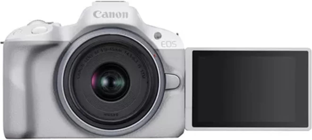 دوربین بدون آینه کانن EOS R50 با لنز RF-S18-45mm f/4.5-6.3 IS STM (24.2 مگاپیکسل) برای ولاگ و فیلمبرداری - سفید