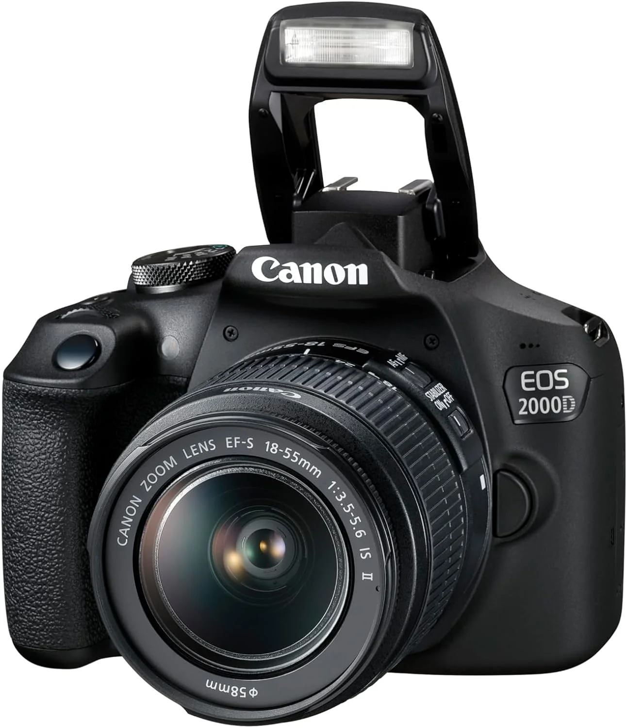 دوربین DSLR کانن EOS 2000D به همراه لنز EF-S 18-55mm f/3.5-5.6 IS II و باتری اضافی - دوربین DSLR با کاربری آسان به همراه یک لنز همه کاره و یک باتری اضافی، ایده آل برای پرتره و منظره - انحصاری آمازون