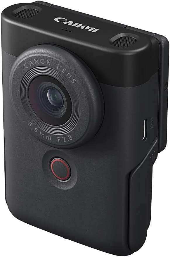 دوربین ولاگینگ Canon PowerShot V10 برای تولیدکنندگان محتوا، لنز واید 19 میلی‌متری، سنسور CMOS 1 اینچی، ویدیوی 4K، ردیابی چهره، میکروفون داخلی، تثبیت‌کننده تصویر، وب‌کم، پخش زنده، مشکی