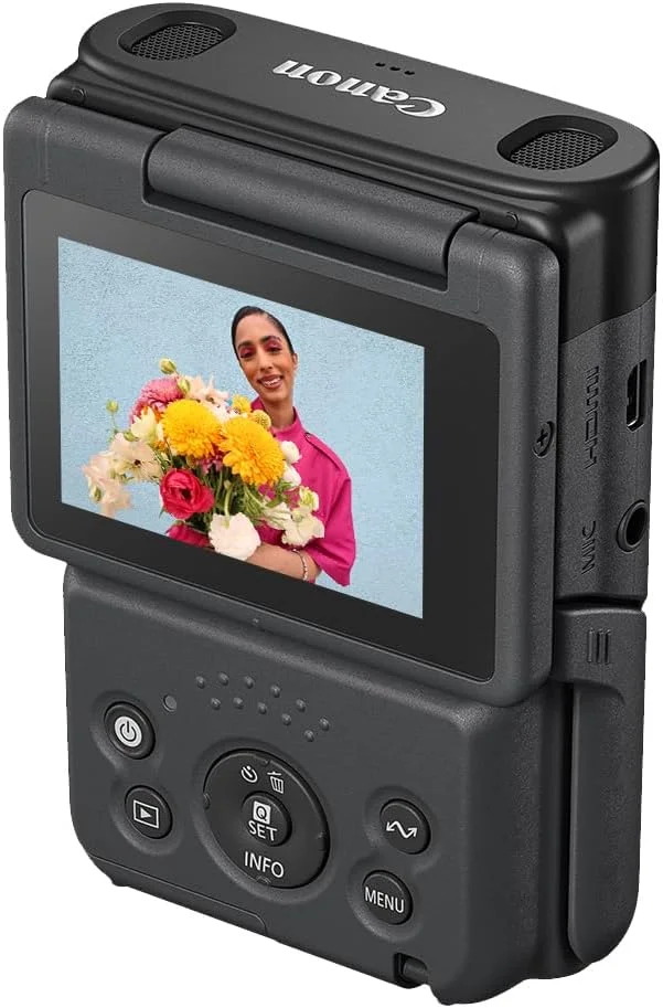 دوربین ولاگینگ Canon PowerShot V10 برای تولیدکنندگان محتوا، لنز واید 19 میلی‌متری، سنسور CMOS 1 اینچی، ویدیوی 4K، ردیابی چهره، میکروفون داخلی، تثبیت‌کننده تصویر، وب‌کم، پخش زنده، مشکی