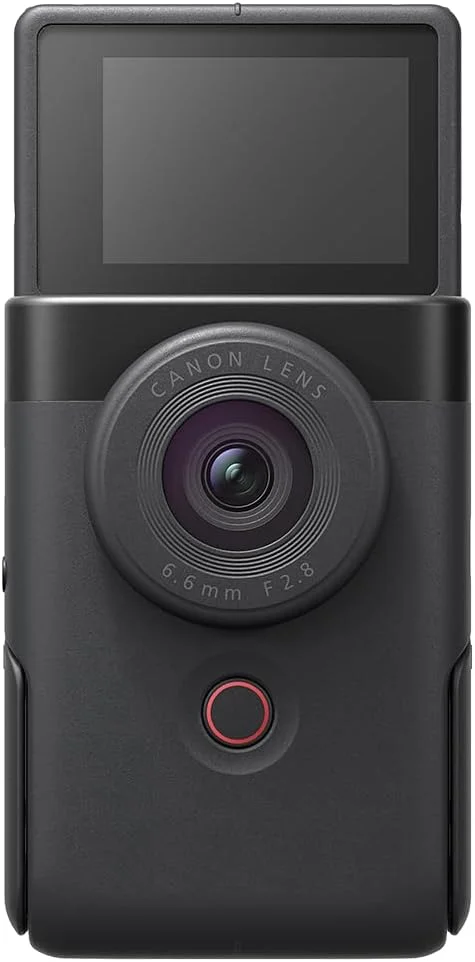 دوربین ولاگینگ Canon PowerShot V10 برای تولیدکنندگان محتوا، لنز واید 19 میلی‌متری، سنسور CMOS 1 اینچی، ویدیوی 4K، ردیابی چهره، میکروفون داخلی، تثبیت‌کننده تصویر، وب‌کم، پخش زنده، مشکی
