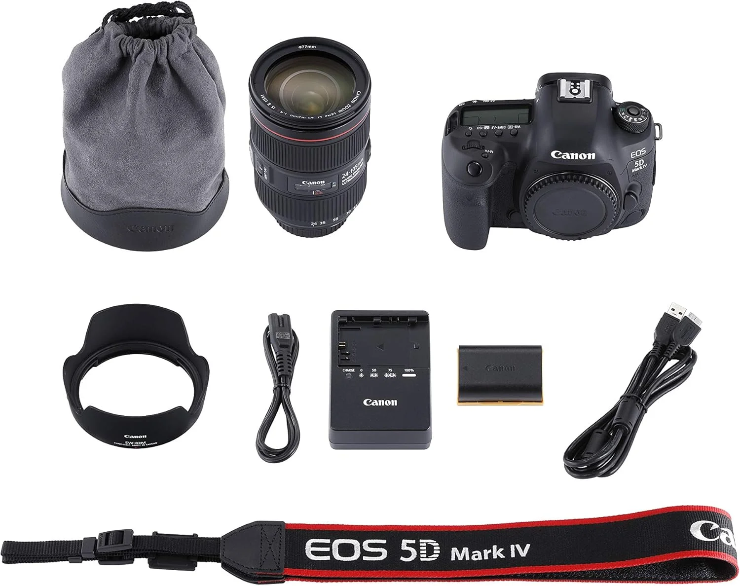 کیت دوربین SLR کانن EOS 5D Mark IV + EF 24-105mm f/4L IS II USM، سنسور CMOS 30.4 مگاپیکسل، 6720 x 4480 پیکسل، مشکی - دوربین دیجیتال (30.4 مگاپیکسل، 6720 x 4480 پیکسل، CMOS، 4K Ultra HD، 800 گرم، مشکی)