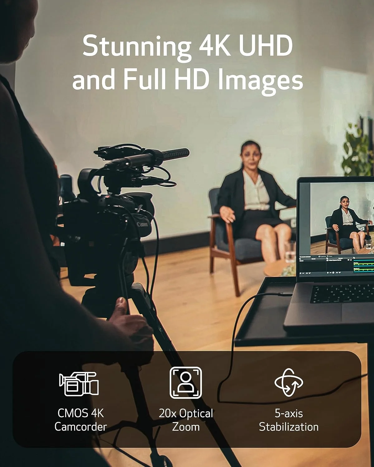 دوربین فیلمبرداری حرفه ای 4K کانن مدل XA60 با صفحه لمسی LCD و لنز زوم اپتیکال 20 برابر (مشکی) دوربین فیلمبرداری حرفه ای 4K کانن مدل XA60 با صفحه لمسی LCD و لنز زوم اپتیکال 20 برابر (مشکی)