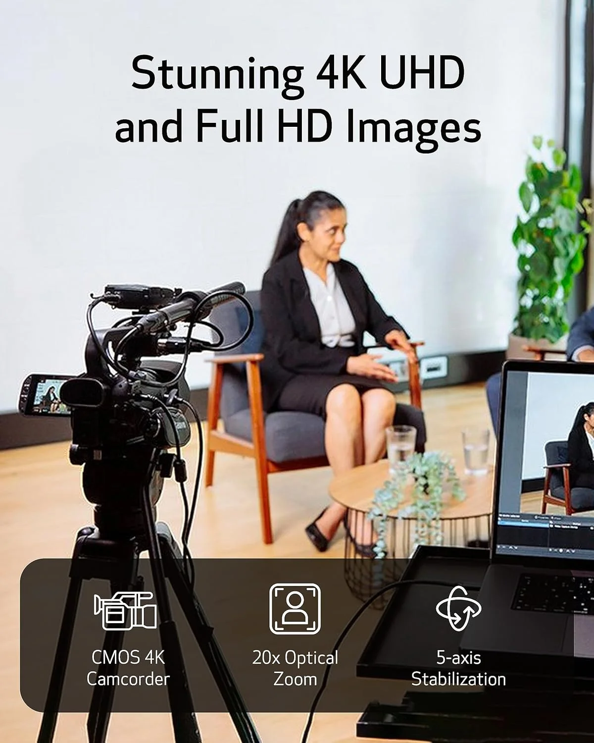 دوربین فیلمبرداری حرفه ای Canon XA65 با حسگر CMOS 4K UHD 1/2.3 اینچی، زوم اپتیکال 20 برابر، زوم دیجیتال 800 برابر، تثبیت کننده تصویر، 3G-SDI، HDMI، پخش زنده USB، ضبط نمایشگر زمان، ورودی های صوتی XLR دوربین فیلمبرداری حرفه ای Canon XA65 با حسگر CMOS 4K UHD 1/2.3 اینچی، زوم اپتیکال 20 برابر، زوم دیجیتال 800 برابر، تثبیت کننده تصویر، 3G-SDI، HDMI، پخش زنده USB، ضبط نمایشگر زمان، ورودی های صوتی XLR