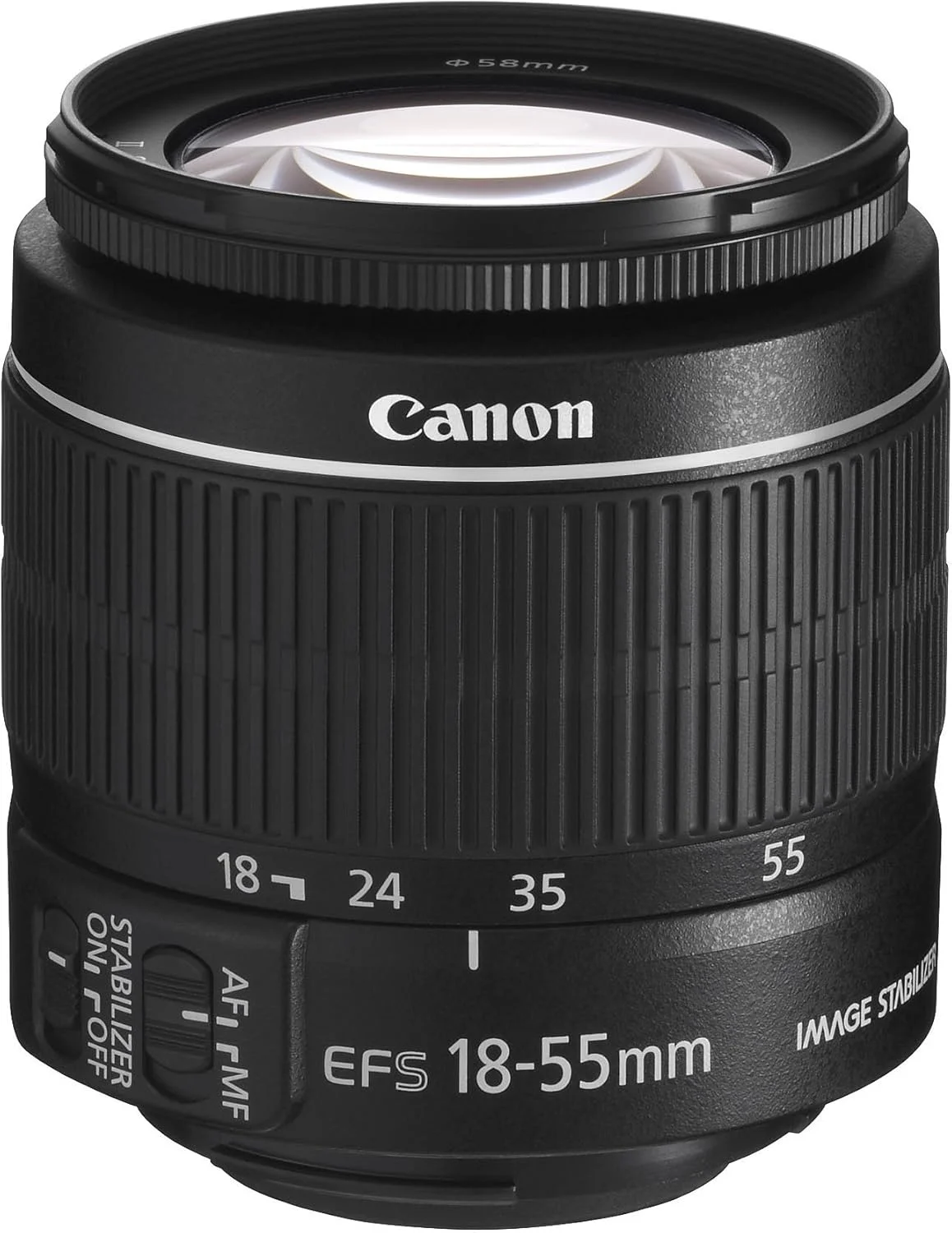 لنز زوم کانن 242S886 EF-S 18-55mm F3.5-5.6 IS II زوم یونیورسال برای EOS (دهانه فیلتر 58 میلی‌متری، تثبیت‌کننده تصویر، فوکوس خودکار)، مشکی