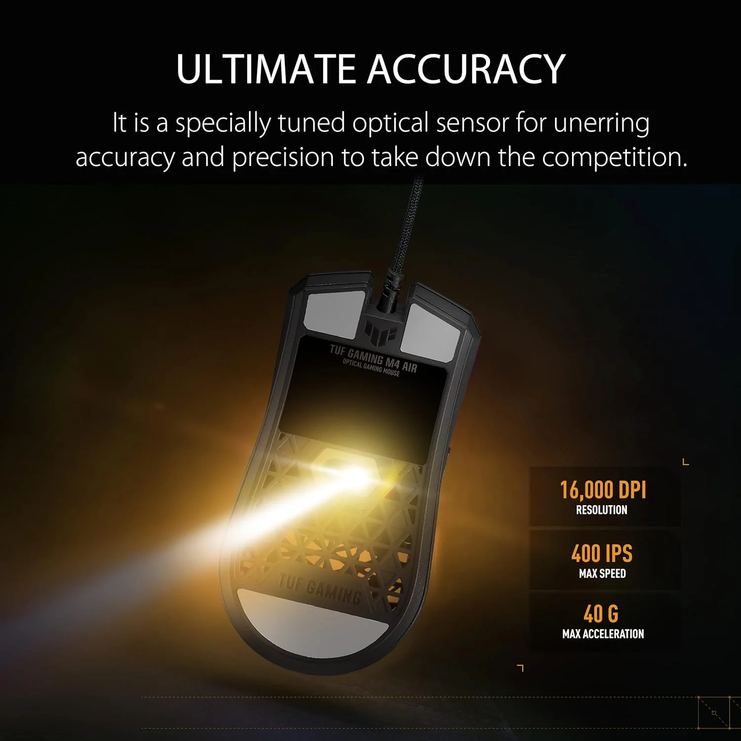موس گیمینگ سیمی ASUS TUF Gaming M4 Air، حسگر 16000 DPI، 6 دکمه قابل برنامه ریزی، بدنه فوق سبک Air Shell، مقاومت در برابر آب IPX6، محافظ ضد باکتری ASUS، سیم TUF Gaming Paracord، پایه های PTFE خالص، مشکی موس گیمینگ سیمی ASUS TUF Gaming M4 Air، حسگر 16000 DPI، 6 دکمه قابل برنامه ریزی، بدنه فوق سبک Air Shell، مقاومت در برابر آب IPX6، محافظ ضد باکتری ASUS، سیم TUF Gaming Paracord، پایه های PTFE خالص، مشکی