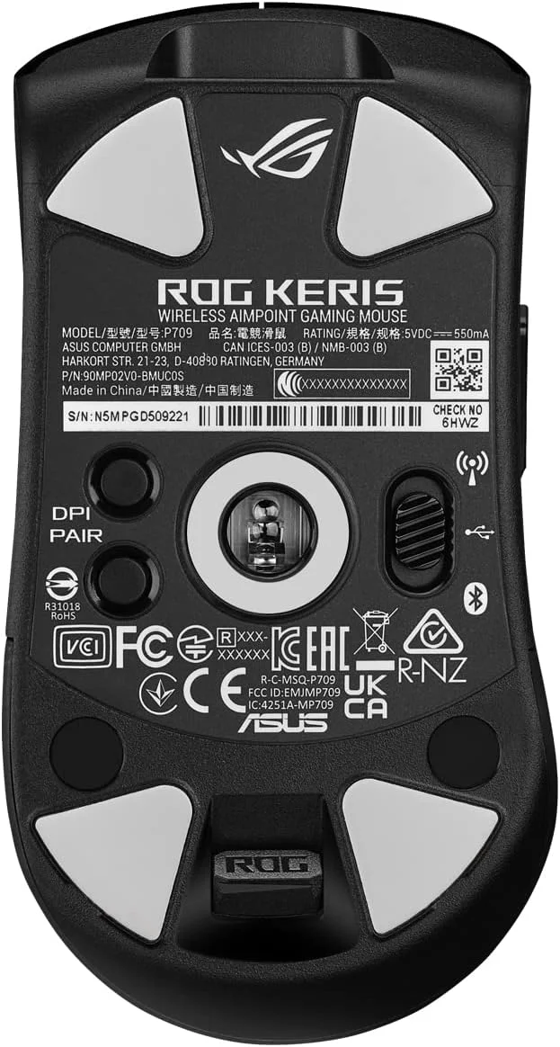 ماوس گیمینگ بی سیم ایسوس ROG Keris AimPoint، اتصال سه حالته (RF 2.4 گیگاهرتز، بلوتوث، سیمی)، سنسور 36000 DPI، 5 دکمه قابل برنامه ریزی، ROG SpeedNova، سوییچ های قابل تعویض، کابل Paracord، مشکی ماوس گیمینگ بی سیم ایسوس ROG Keris AimPoint، اتصال سه حالته (RF 2.4 گیگاهرتز، بلوتوث، سیمی)، سنسور 36000 DPI، 5 دکمه قابل برنامه ریزی، ROG SpeedNova، سوییچ های قابل تعویض، کابل Paracord، مشکی