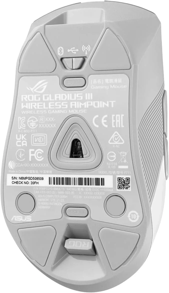 ماوس گیمینگ بیسیم ایسوس ROG Gladius III AimPoint، اتصال (RF 2.4 گیگاهرتز، بلوتوث، سیمی)، سنسور 36000 DPI، 6 دکمه قابل برنامهریزی، ROG SpeedNova، سوییچهای قابل تعویض، کابل Paracord، سفید ماوس گیمینگ بیسیم ایسوس ROG Gladius III AimPoint، اتصال (RF 2.4 گیگاهرتز، بلوتوث، سیمی)، سنسور 36000 DPI، 6 دکمه قابل برنامهریزی، ROG SpeedNova، سوییچهای قابل تعویض، کابل Paracord، سفید