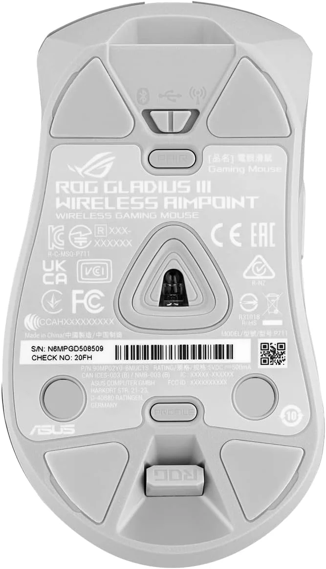 ماوس گیمینگ بیسیم ایسوس ROG Gladius III AimPoint، اتصال (RF 2.4 گیگاهرتز، بلوتوث، سیمی)، سنسور 36000 DPI، 6 دکمه قابل برنامهریزی، ROG SpeedNova، سوییچهای قابل تعویض، کابل Paracord، سفید ماوس گیمینگ بیسیم ایسوس ROG Gladius III AimPoint، اتصال (RF 2.4 گیگاهرتز، بلوتوث، سیمی)، سنسور 36000 DPI، 6 دکمه قابل برنامهریزی، ROG SpeedNova، سوییچهای قابل تعویض، کابل Paracord، سفید