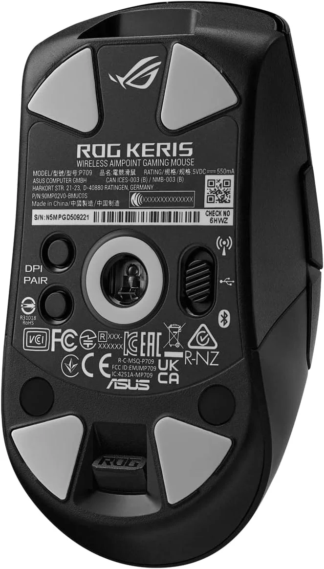 ماوس گیمینگ بی سیم ایسوس ROG Keris AimPoint، اتصال سه حالته (RF 2.4 گیگاهرتز، بلوتوث، سیمی)، سنسور 36000 DPI، 5 دکمه قابل برنامه ریزی، ROG SpeedNova، سوییچ های قابل تعویض، کابل Paracord، مشکی ماوس گیمینگ بی سیم ایسوس ROG Keris AimPoint، اتصال سه حالته (RF 2.4 گیگاهرتز، بلوتوث، سیمی)، سنسور 36000 DPI، 5 دکمه قابل برنامه ریزی، ROG SpeedNova، سوییچ های قابل تعویض، کابل Paracord، مشکی