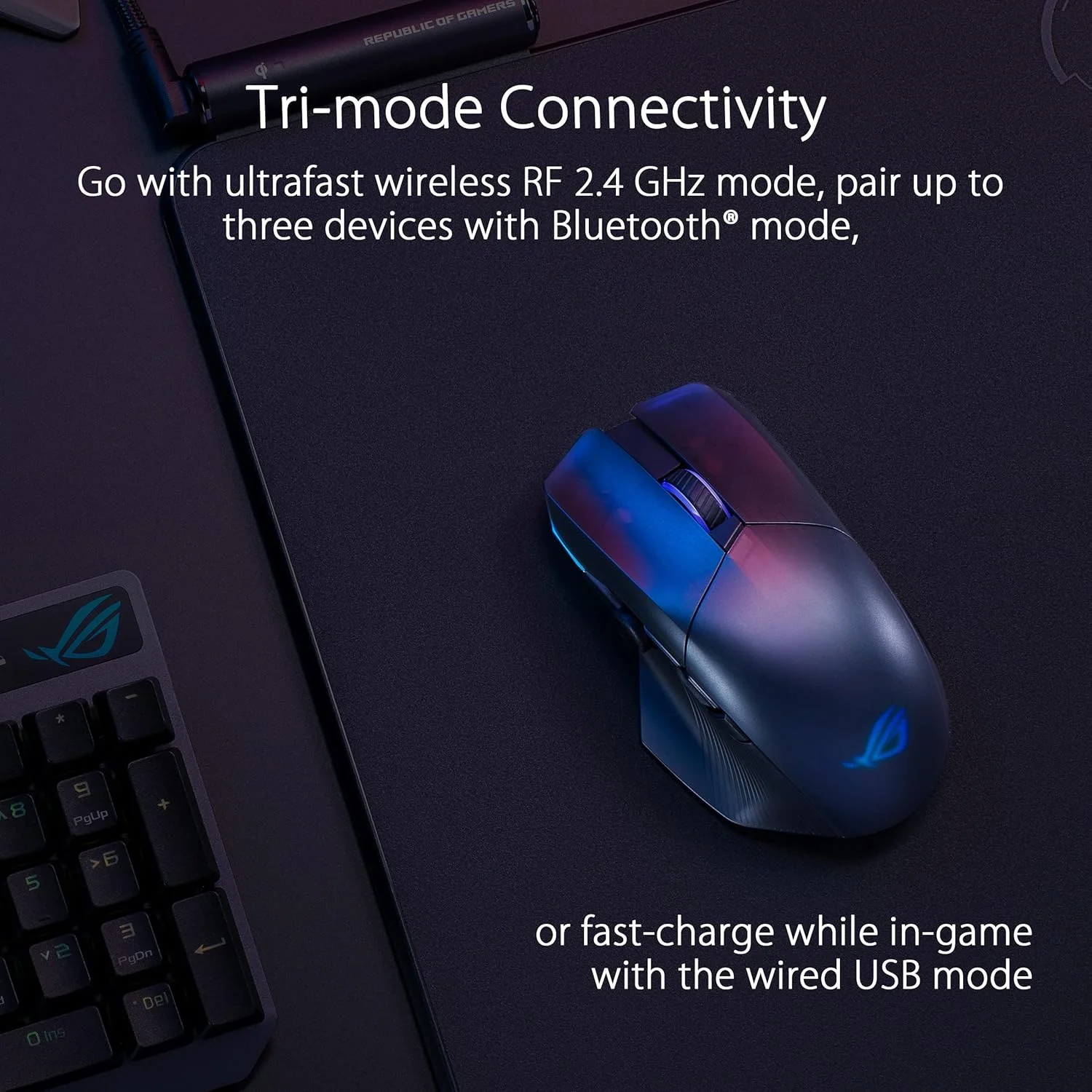 موس گیمینگ ایسوس ROG Chakram X Origin، اتصال سه حالته (RF 2.4GHz، بلوتوث، سیمی)، سنسور 36000 DPI، 11 دکمه قابل برنامه ریزی، جوی استیک جداشدنی، کابل Paracord، مشکی
