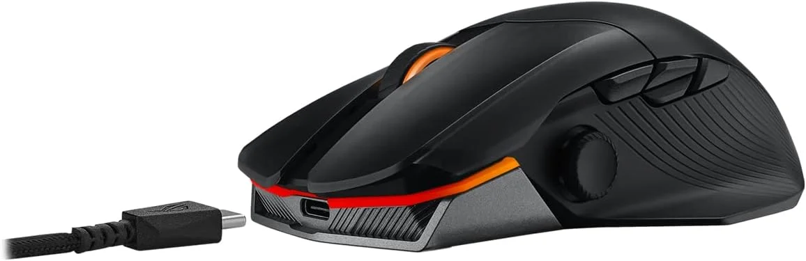 موس گیمینگ ایسوس ROG Chakram X Origin، اتصال سه حالته (RF 2.4GHz، بلوتوث، سیمی)، سنسور 36000 DPI، 11 دکمه قابل برنامه ریزی، جوی استیک جداشدنی، کابل Paracord، مشکی