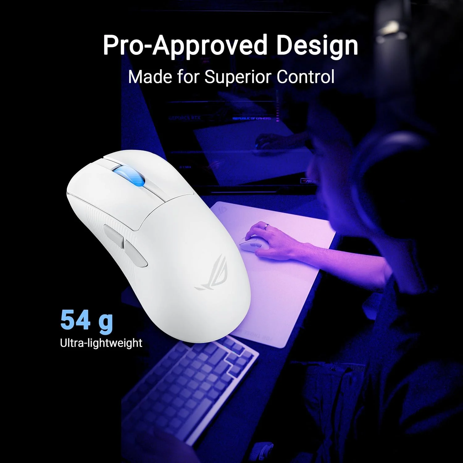 موس گیمینگ بیسیم ایسوس ROG Keris II Ace، وزن سبک 54 گرم، سنسور اپتیکال AimPoint Pro 42K، میکرو سوئیچهای اپتیکال، بیسیم SpeedNova، تقویت کننده نرخ پولینگ ROG، مناسب برای بازیهای Esports و FPS، سفید موس گیمینگ بیسیم ایسوس ROG Keris II Ace، وزن سبک 54 گرم، سنسور اپتیکال AimPoint Pro 42K، میکرو سوئیچهای اپتیکال، بیسیم SpeedNova، تقویت کننده نرخ پولینگ ROG، مناسب برای بازیهای Esports و FPS، سفید