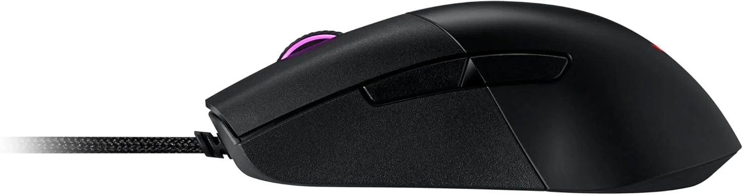 موس گیمینگ سیمی سبک وزن ASUS ROG Keris FPS، سنسور اپتیکال 16000 DPI، 7 دکمه قابل برنامه ریزی، نورپردازی RGB، ارگونومیک، کلیدهای پلیمری PBT L/R، سوئیچ های قابل تعویض، مشکی