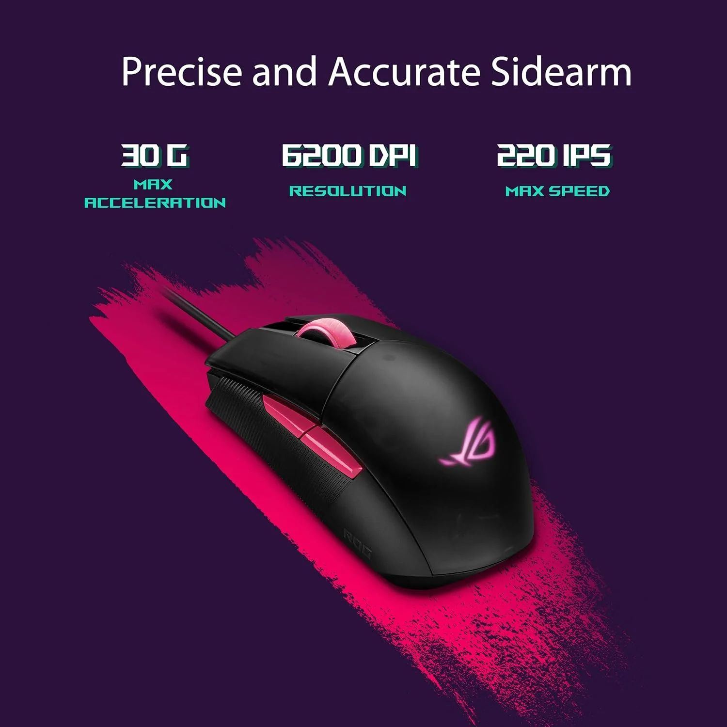 ماوس گیمینگ ایسوس ROG Strix Impact II Electro Punk (6200 DPI، 5 دکمه قابل برنامه ریزی، نورپردازی Aura Sync RGB، سبک وزن، ارگونومیک، کابل لاستیکی نرم) - صورتی تیره ماوس گیمینگ ایسوس ROG Strix Impact II Electro Punk (6200 DPI، 5 دکمه قابل برنامه ریزی، نورپردازی Aura Sync RGB، سبک وزن، ارگونومیک، کابل لاستیکی نرم) - صورتی تیره