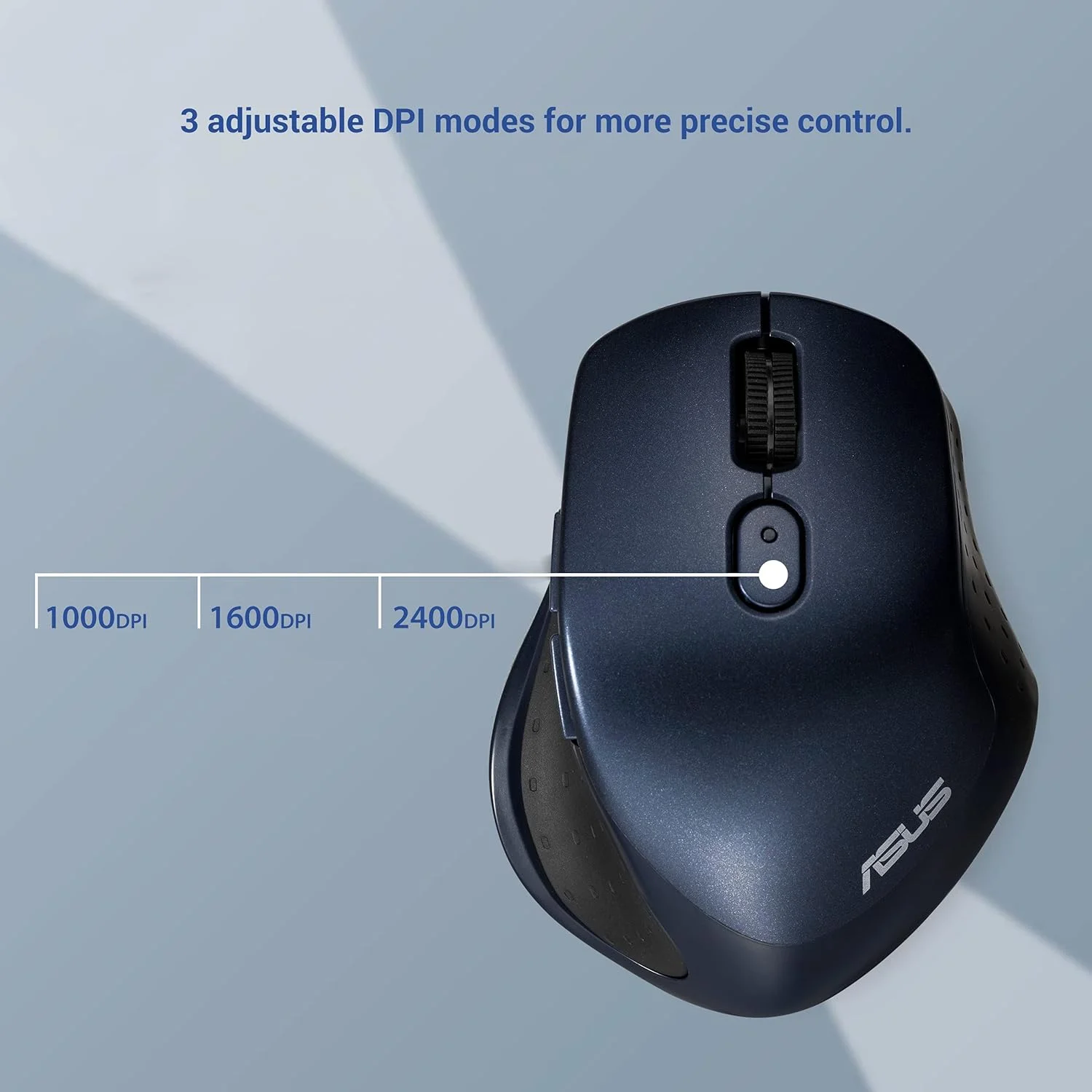 موس بی سیم چند دستگاهه بی صدا ایسوس مدل MW203، 2.4 گیگاهرتز با گیرنده نانو USB، ردیابی اپتیکال 2400 DPI، 6 دکمه، سازگار با PC/لپ تاپ - آبی (MW203 (آبی))