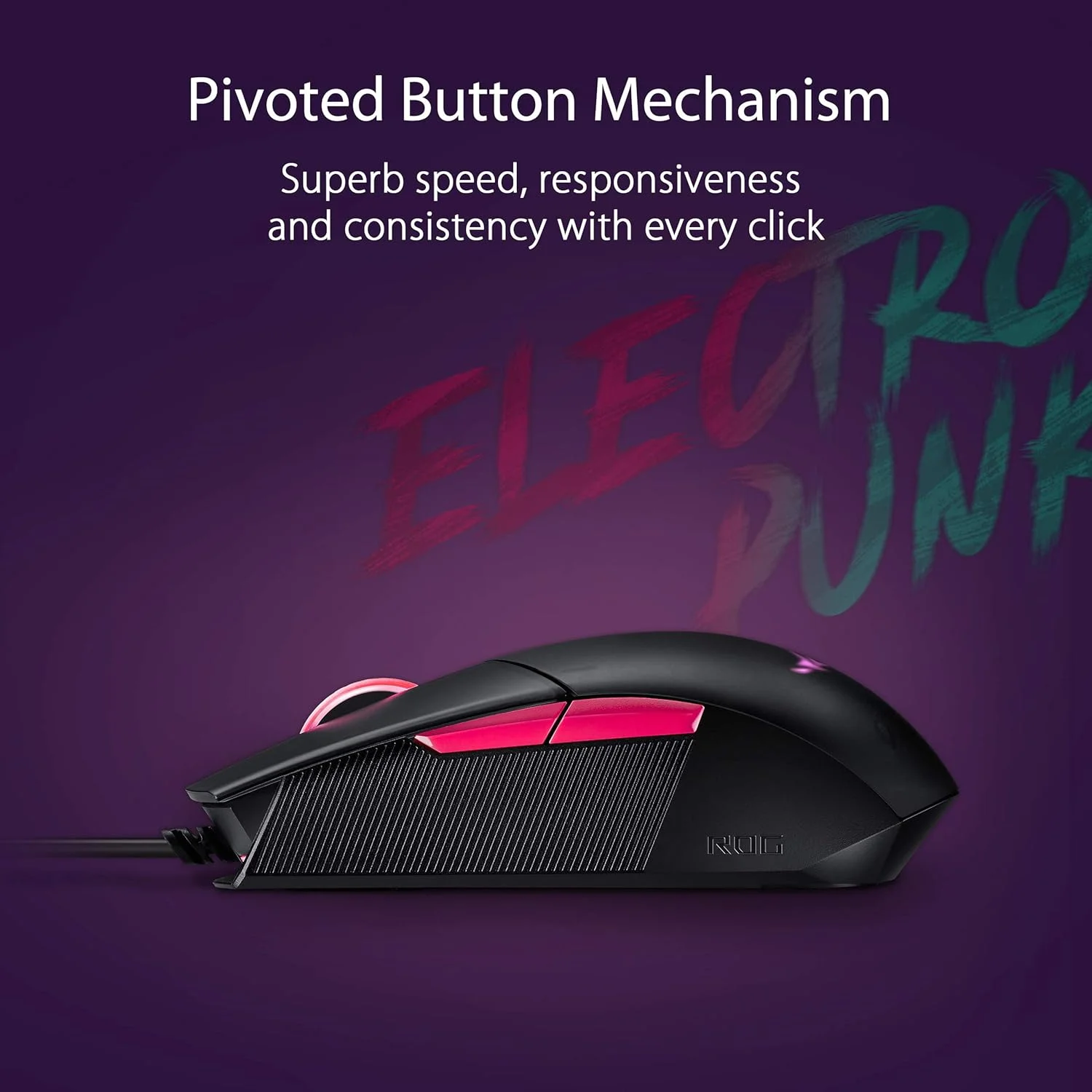 ماوس گیمینگ ایسوس ROG Strix Impact II Electro Punk (6200 DPI، 5 دکمه قابل برنامه ریزی، نورپردازی Aura Sync RGB، سبک وزن، ارگونومیک، کابل لاستیکی نرم) - صورتی تیره ماوس گیمینگ ایسوس ROG Strix Impact II Electro Punk (6200 DPI، 5 دکمه قابل برنامه ریزی، نورپردازی Aura Sync RGB، سبک وزن، ارگونومیک، کابل لاستیکی نرم) - صورتی تیره