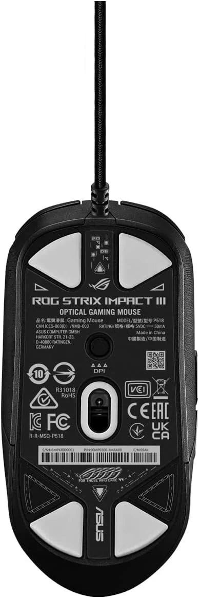 موس گیمینگ ایسوس مدل P518 ROG Strix Impact III، طراحی نیمه متقارن، سیمی، سبک وزن، سنسور 12000 DPI، 5 دکمه قابل برنامه ریزی، سوییچ های قابل تعویض، کابل Paracord، موس گیمینگ FPS، مشکی موس گیمینگ ایسوس مدل P518 ROG Strix Impact III، طراحی نیمه متقارن، سیمی، سبک وزن، سنسور 12000 DPI، 5 دکمه قابل برنامه ریزی، سوییچ های قابل تعویض، کابل Paracord، موس گیمینگ FPS، مشکی