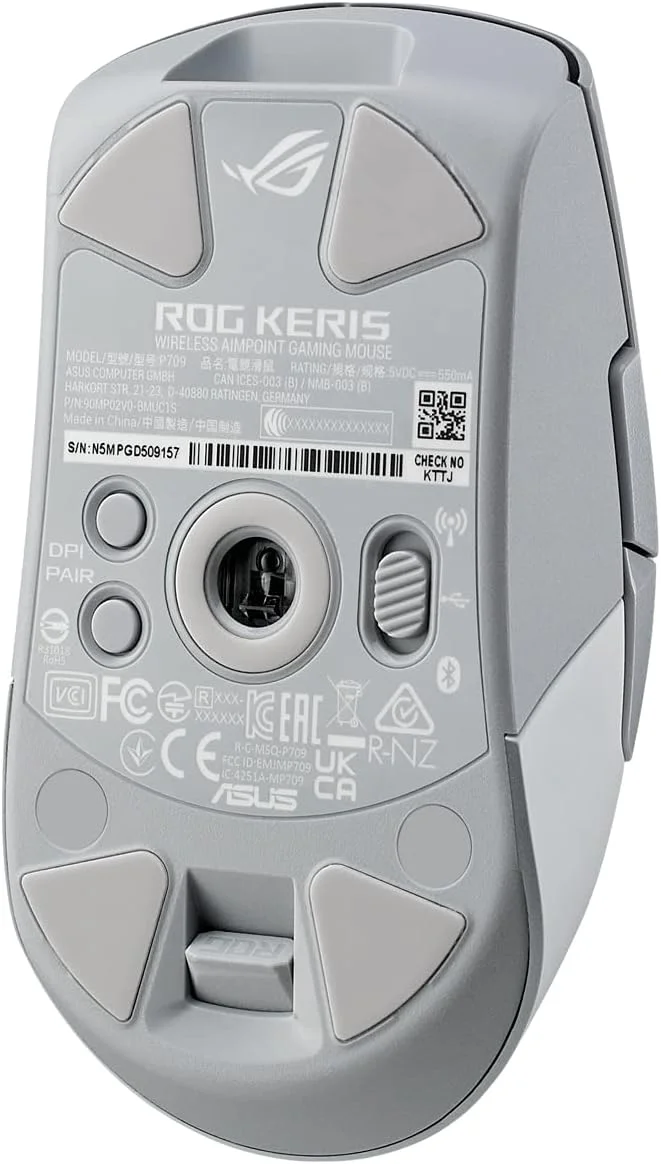 موس گیمینگ بی سیم ایسوس ROG Keris AimPoint، اتصال سه حالته (RF 2.4 گیگاهرتز، بلوتوث، سیمی)، سنسور 36000 DPI، 5 دکمه قابل برنامه ریزی، ROG SpeedNova، سوییچ های قابل تعویض، کابل Paracord، سفید موس گیمینگ بی سیم ایسوس ROG Keris AimPoint، اتصال سه حالته (RF 2.4 گیگاهرتز، بلوتوث، سیمی)، سنسور 36000 DPI، 5 دکمه قابل برنامه ریزی، ROG SpeedNova، سوییچ های قابل تعویض، کابل Paracord، سفید