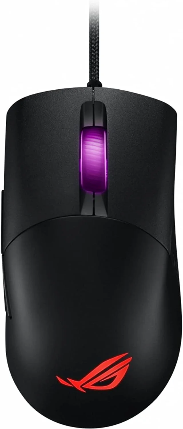 موس گیمینگ سیمی فوق سبک ASUS ROG Keris | سنسور تنظیم شده ROG 16000 DPI، سوئیچ های قابل تعویض، کلیدهای PBT L/R، دکمه های جانبی قابل تعویض، پایه های ماوس ROG Omni، ROG Paracord و Aura Sync RGB، مشکی