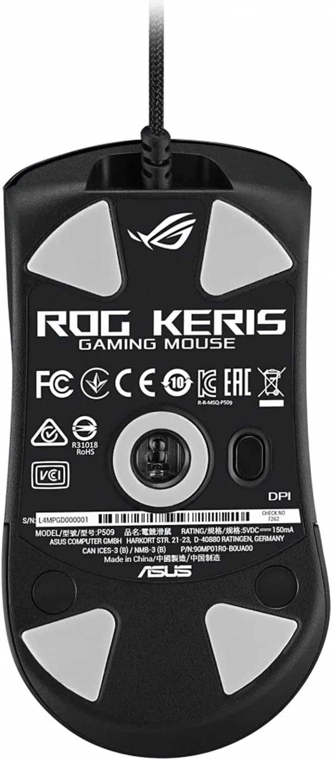 موس گیمینگ سیمی فوق سبک ASUS ROG Keris | سنسور تنظیم شده ROG 16000 DPI، سوئیچ های قابل تعویض، کلیدهای PBT L/R، دکمه های جانبی قابل تعویض، پایه های ماوس ROG Omni، ROG Paracord و Aura Sync RGB، مشکی موس گیمینگ سیمی فوق سبک ASUS ROG Keris | سنسور تنظیم شده ROG 16000 DPI، سوئیچ های قابل تعویض، کلیدهای PBT L/R، دکمه های جانبی قابل تعویض، پایه های ماوس ROG Omni، ROG Paracord و Aura Sync RGB، مشکی