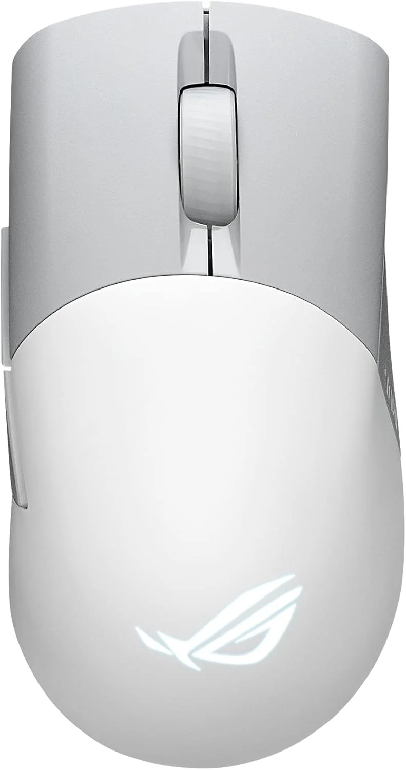 ماوس گیمینگ بی سیم ایسوس ROG Keris Wireless AimPoint، اتصال سه حالته، حسگر 36000 DPI، 5 دکمه قابل برنامه ریزی، ROG SpeedNova، سوئیچ های قابل تعویض، کابل Paracord، سفید
