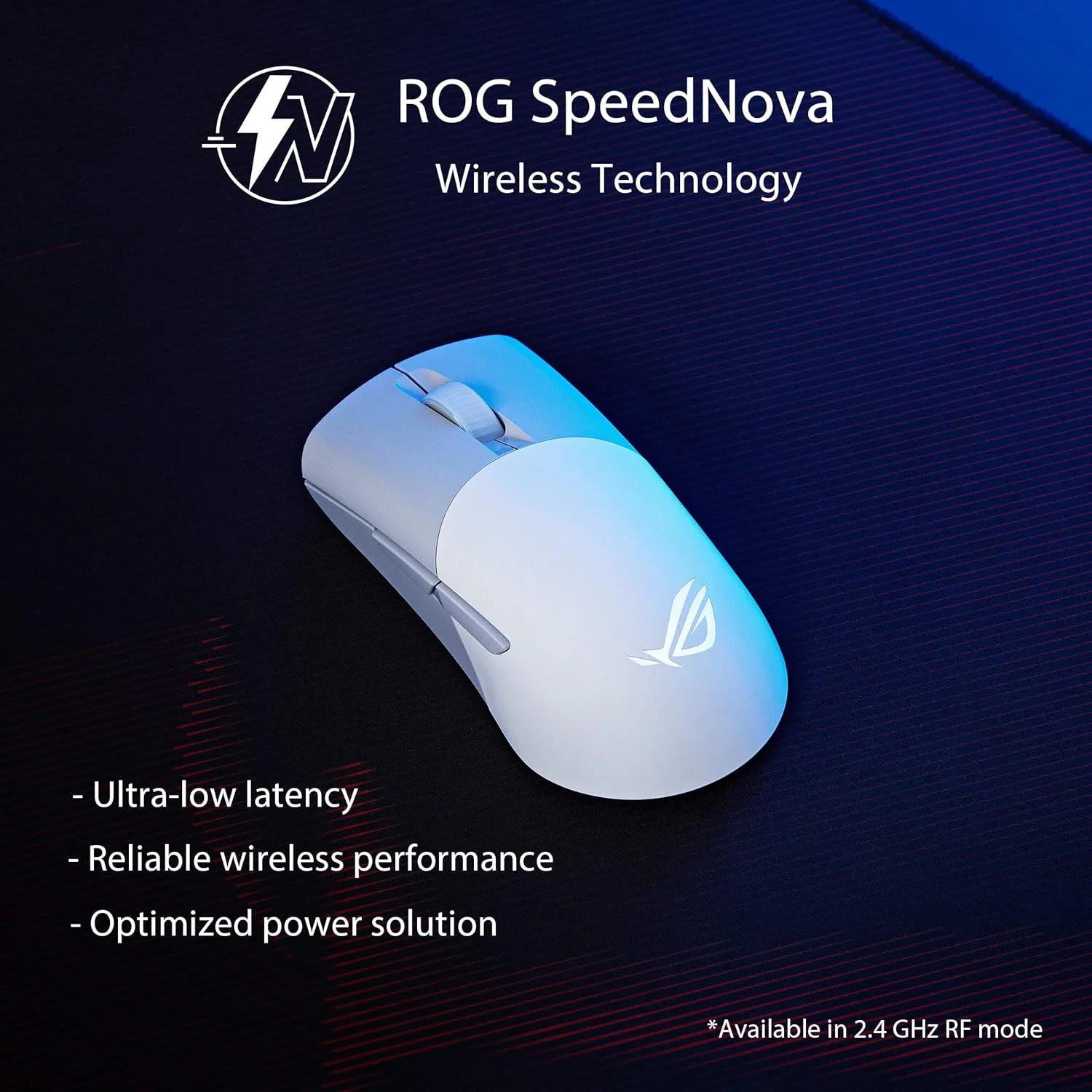 ماوس گیمینگ بی سیم ایسوس ROG Keris Wireless AimPoint، اتصال سه حالته، حسگر 36000 DPI، 5 دکمه قابل برنامه ریزی، ROG SpeedNova، سوئیچ های قابل تعویض، کابل Paracord، سفید