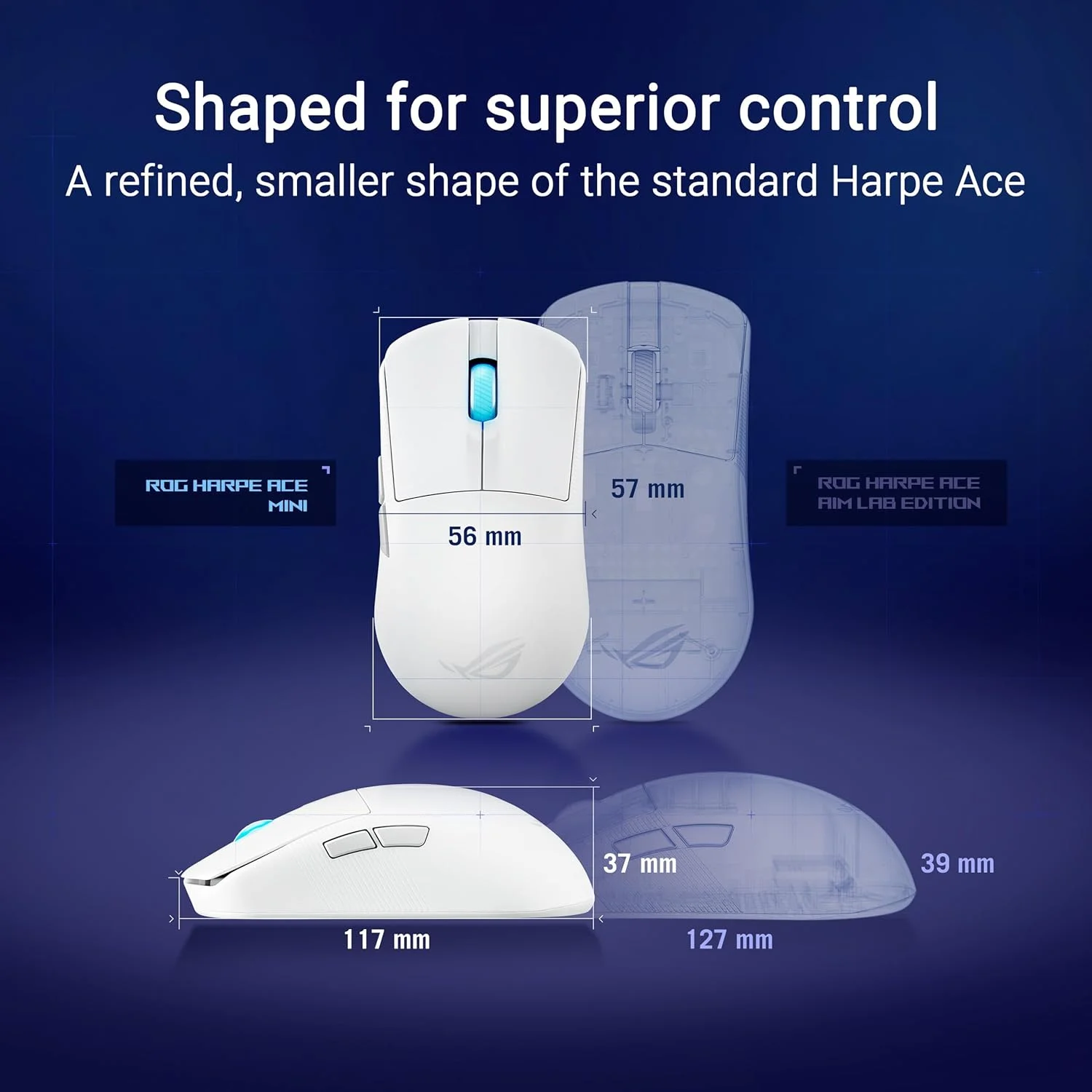 موس گیمینگ بیسیم ایسوس ROG Harpe Ace Mini، وزن سبک 49 گرم، سنسور اپتیکال AimPoint Pro 42K، میکرو سوئیچهای اپتیکال، تقویت کننده نرخ پولینگ ROG، گیمینگ Esports و FPS، کوچک، متوسط، سفید موس گیمینگ بیسیم ایسوس ROG Harpe Ace Mini، وزن سبک 49 گرم، سنسور اپتیکال AimPoint Pro 42K، میکرو سوئیچهای اپتیکال، تقویت کننده نرخ پولینگ ROG، گیمینگ Esports و FPS، کوچک، متوسط، سفید