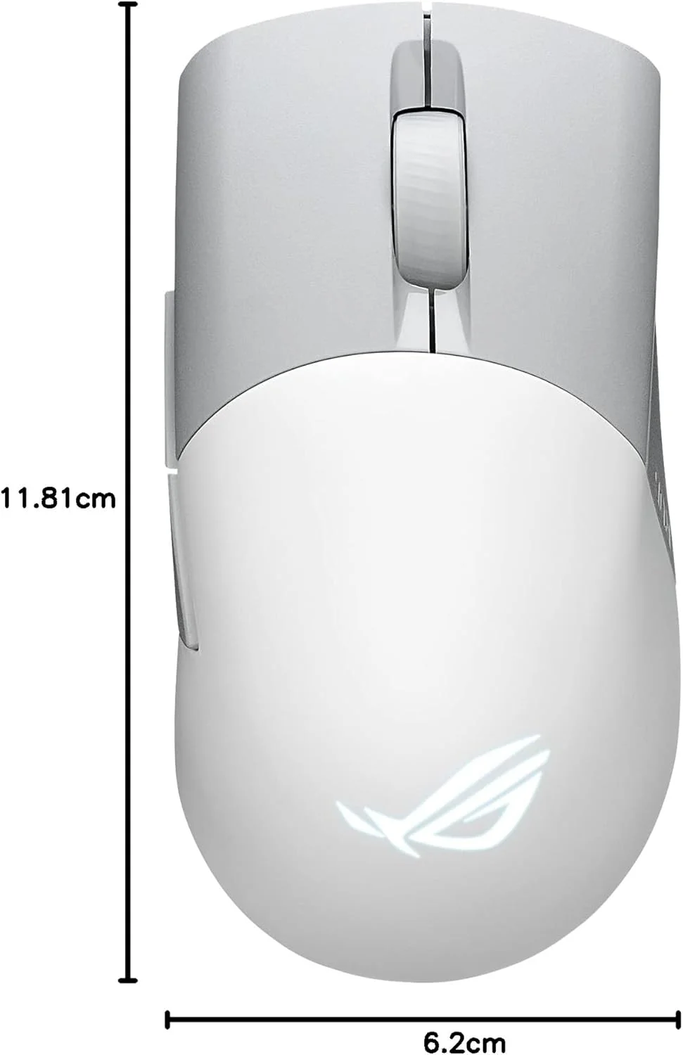 ماوس گیمینگ بی سیم ایسوس ROG Keris Wireless AimPoint، اتصال سه حالته، حسگر 36000 DPI، 5 دکمه قابل برنامه ریزی، ROG SpeedNova، سوئیچ های قابل تعویض، کابل Paracord، سفید