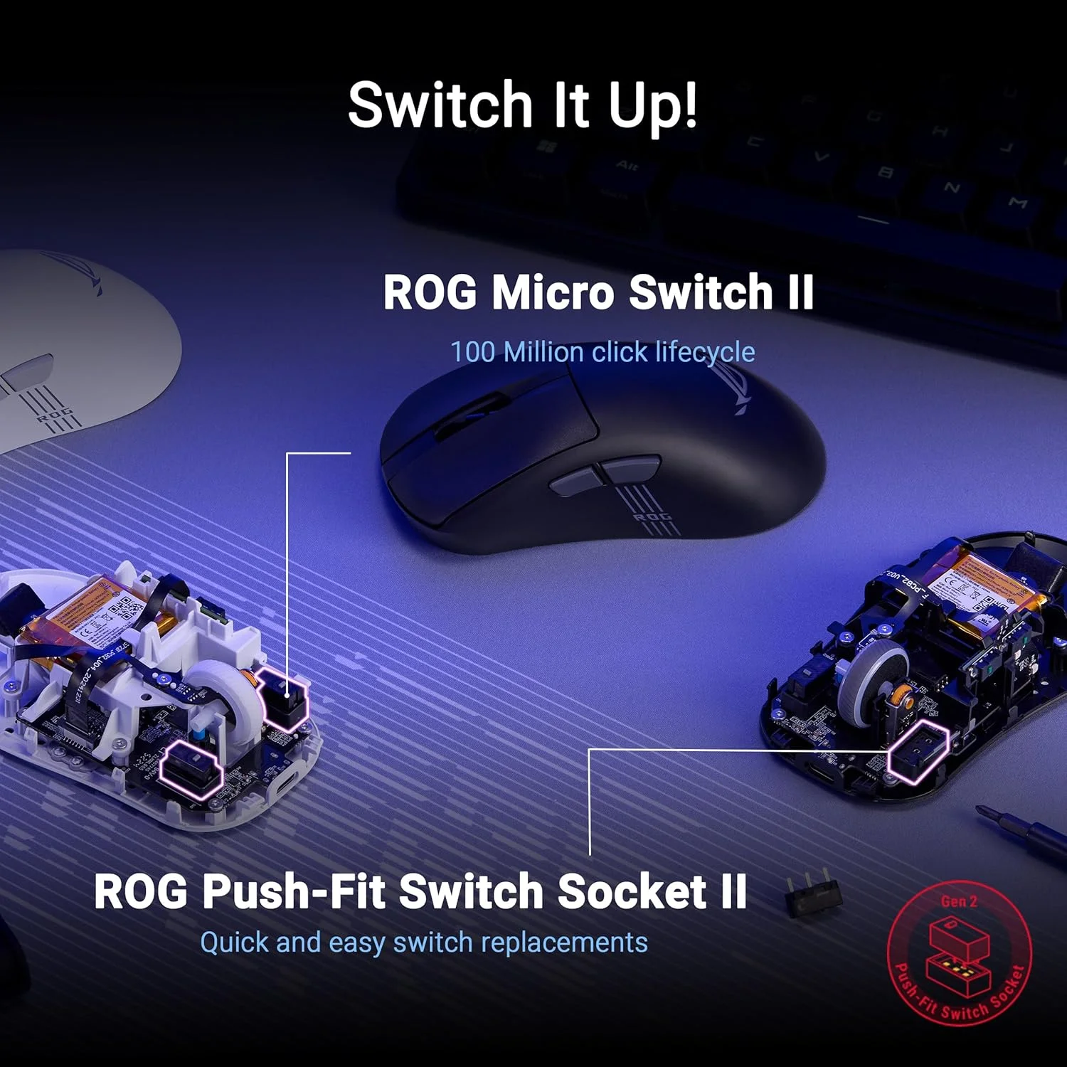 ماوس گیمینگ بیسیم ارگونومیک ASUS ROG Keris II Origin: طراحی 65 گرمی، سوکت سوییچ Push-Fit II، میکرو سوییچ II، بیسیم SpeedNova، RF بیسیم 2.4 گیگاهرتز، بلوتوث و USB سیمی - سفید ماوس گیمینگ بیسیم ارگونومیک ASUS ROG Keris II Origin: طراحی 65 گرمی، سوکت سوییچ Push-Fit II، میکرو سوییچ II، بیسیم SpeedNova، RF بیسیم 2.4 گیگاهرتز، بلوتوث و USB سیمی - سفید
