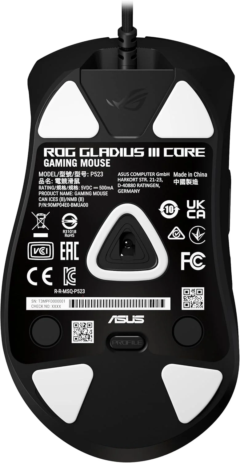 موس گیمینگ سیمی ایسوس ROG Gladius III Core - ارگونومیک راست دست، 72 گرم، 12K DPI، ROG Paracord، سوکت های سوئیچ فشاری / سوئیچ های قابل تعویض، پیکربندی مبتنی بر وب Gear Link، پشتیبانی از PC/Mac موس گیمینگ سیمی ایسوس ROG Gladius III Core - ارگونومیک راست دست، 72 گرم، 12K DPI، ROG Paracord، سوکت های سوئیچ فشاری / سوئیچ های قابل تعویض، پیکربندی مبتنی بر وب Gear Link، پشتیبانی از PC/Mac