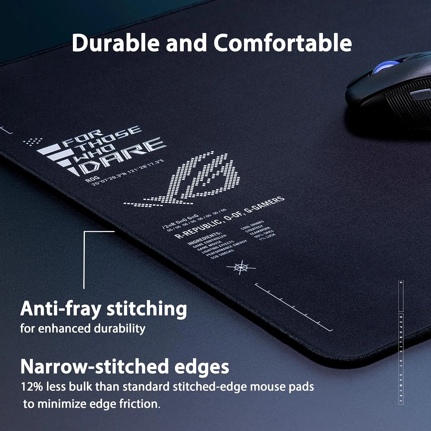 پد ماوس گیمینگ بزرگ ASUS ROG Sheath II XXL: پارچه خنک کننده پیشرفته، سطح پارچه ای نرم، ضد ساییدگی، لبه های صاف دوخته شده، اندازه میز برای حرکات گسترده تر - مشکی پد ماوس گیمینگ بزرگ ASUS ROG Sheath II XXL: پارچه خنک کننده پیشرفته، سطح پارچه ای نرم، ضد ساییدگی، لبه های صاف دوخته شده، اندازه میز برای حرکات گسترده تر - مشکی